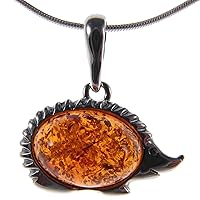BALTIC AMBER AND STERLING SILVER 925 DESIGNER HEDGEHOG ANIMAL PENDANT JEWELLERY JEWELRY (NO CHAIN)