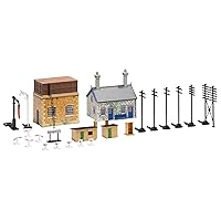 Hornby R8228 OO Gauge Building Extension Pack 2, Model Train Accessories for Adding Scenery & Buildings to Model Railway, Includes: Railway Cottage, Water Tower & Trackside Accessories - 1:76 Scale