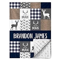 Personalized Baby Double Layer Blanket,Toddler Deer Blanket Customized Baby Name Blanket for Baby Boys Soft Toddler Newborn Blanket Gifts for Toddler Nursery (47”x60)