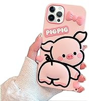Guppy Piglet Phone Case, Compatible with iPhone 14 Pro Max, Cute 3D Cartoon Animal Soft Silicone Protective Case for Girls Women Pink