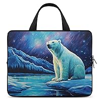 Northern Lights Polar Bear Travel Laptop Bag Sleeve Case With Handle Shockproof Notebook Briefcase Protective Cover