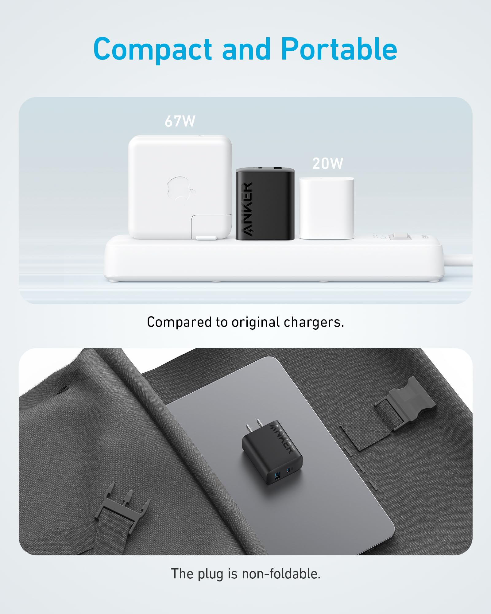 Anker USB C Charger Cable & iPhone Charger, USB C Charger, 2-Pack 20W