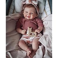 Angelbaby 20inch Reborn Realistic Baby Dolls Cute Smiling Newborn Girl Doll Soft Silicone Real Baby Feeling Lifelike Happy Reborn Toddler Adorable Doll with Accessories for Kids