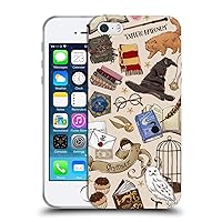 Head Case Designs Officially Licensed Harry Potter Hogwarts Pattern Deathly Hallows XXXVII Soft Gel Case Compatible with Apple iPhone 5 / iPhone 5s / iPhone SE 2016