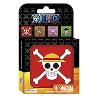 ABYstyle - One Piece Cork Marvel Coaster Set for Adults, Multicolor, 4 Units (Pack of 1), ABYCOS004