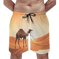 Camel Men's Swim Trunks Quick Dry Swim Shorts Summer Beach Board Shorts with Pockets