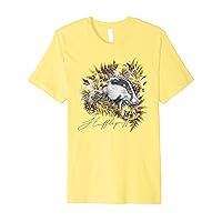 Harry Potter Hufflepuff Floral Badger Mascot Premium T-Shirt