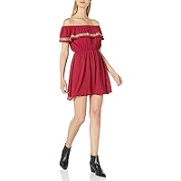 My Michelle Women's Off The Shoulder Pop Over Dress, Red, S