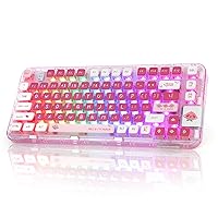 YUNZII CK75 Wireless Hot Swappable Mechanical Keyboard, Transparent Acrylic Gasket Mounted Keyboard for for Windows/Mac(Meow Switch,Peach Pink)