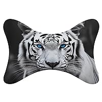2 Pack Car Neck Pillow Blue Eyed Tiger Car Headrest Pillow Memory Foam Car Pillow Breathable Removable Cover Universal Headrest Pillow for Travel Car Seat Driving & Home
