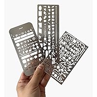 BENECREAT 4PCS 4x7 Inch Letter Number Metal Stencils Capital Low Case  Stencil Template for Wood Carving, Drawings and Woodburning, Engraving and