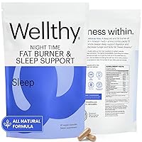 Wellthy Night Time Fat Burner - Weight Loss Pills for Women - Vitamin B6, Ashwagandha & Melatonin - Nighttime Fat Burner for Women - Belly Fat Burner - Natural Weight Loss Supplements for Women, 60ct