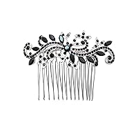 Faship Gorgeous Black Rhinestone Crystal Floral Hair Comb