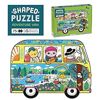 Mudpuppy Adventure Van – 75 Piece Unique Van Shaped Scene Puzzle with Colorful and Fun Illustrations of Charming Animal Friends Road Trip for Children Ages 7 and Up