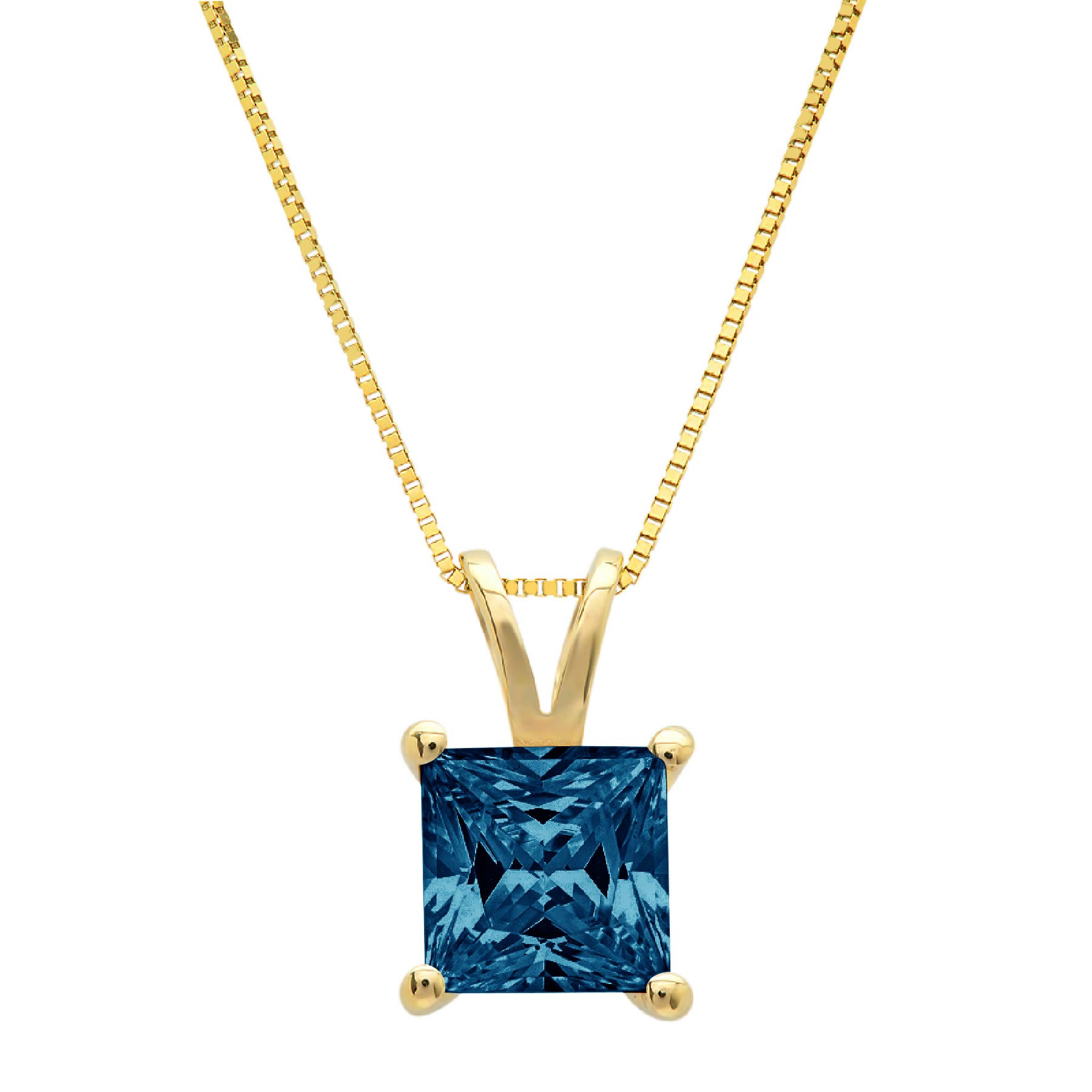 3.05ct Brilliant Princess Cut unique Fine jewelry Natural London Blue Topaz Ideal VVS1 D Solitaire Pendant Necklace With 18