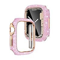 Suitable for Apple Watch 7 Watch Case,Star Diamond Watch Case 41mm/45mm Hard Shell Crystal Flash Diamond (Color : Pink, Size : 45mm for 7)