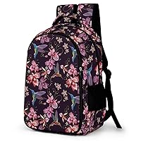 Humming Bird and Orchid Flowers Laptop Backpack Durable Computer Shoulder Bag Business Work Bag Camping Travel Daypack
