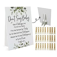 Don't Say Baby Game, One 8x10 Sign Equipped Standing Rack, 50 Mini Clothespins, Baby Shower Games, Gender Reveal Games, Baby Shower Decoration, Gender Neutral, NB003