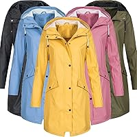 DESKABLY Women Plus Size Coat fashion Solid Rain Jacket Outdoor Plus Size Waterproof Hooded Raincoat Windproof Sun protection