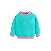 Boys Graphic Soccer Tees Winter Color Blocking Sweater Casual Set Head Round Neck Long Sleeved Knitted Sweater Cargo Top