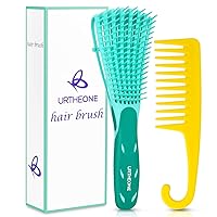 Detangling Hair Brush,Hair Detangler Brush and Wide Tooth Comb Set for Black Natural Curly Wet Dry Thick Straight Long Hair, Afro American Type 3a-4c, Comfortable Grip,Easy to Clean, Durable
