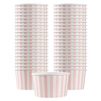 Restaurantware Coppetta 12-Ounce Dessert Cups, 50 Disposable Ice Cream Cups - Lids Sold Separately, Sturdy, Pink And White Paper FroYo Bowls, For Hot And Cold Foods, Perfect For Gelato Or Mousse