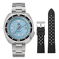 watchdives NH35 Automatic Diver Watches 6105 Mens Watch with 20mm Black Rubber Soft Watch Straps