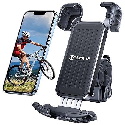 TSMATOL Universial Phone Holder for Bike, Motorcycle Phone Holder,Bike Phone Mount Compatible with iPhone 14 14 Plus 14 pro max 13 13 Mini 13 Pro Max 12 Samsung Galaxy S21 Note20 and More (B1)