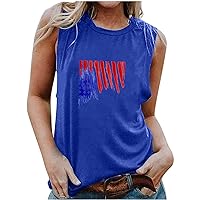 Dollar Deals Summer Patriotic Tank Tops for Women Fashion Sleeveless Tshirts Loose Fit Casual USA Flag Star Stripe Tees Blouse