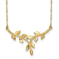 14K Polished Leaf Necklace