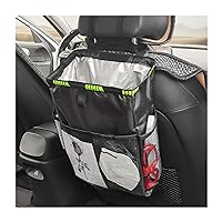8sanlione Car Trash Can with Storage Pockets, Foldable Hanging Large Capacity Garbage Bin, Leak-Proof Waterproof Trash Bin, Multipurpose Organizer Car Accessories for Truck SUV Home Office (Black)
