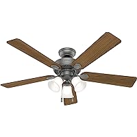 Fan Company, 50894, 52 inch Swanson Matte Silver Ceiling Fan with LED Light Kit and Pull Chain