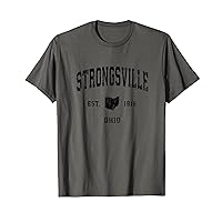 Strongsville Ohio OH Vintage Athletic Black Sports Design T-Shirt