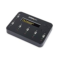 Standalone 1 to 5 USB Flash Drive Duplicator / Cloner / Eraser, Multiple USB Thumb Drive Copier / Sanitizer, System File / Sector-by-Sector Copy, 1.5 GB/min, 3-Pass Erase, LCD (USBDUP15), Black, 1:15 Target