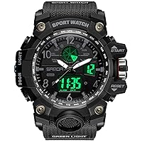 Men’s Military Watch, Dual-Display Waterproof Sports Digital Watch Big Wrist for Men with Alarm