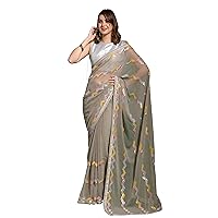 Grey Georgette Multi Sequin Trendy Cocktail Party Saree Sari Blouse RS