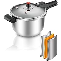 1.85Gal Thickened Stainless Steel Pressure Canner with Release Valve Canning Cooker Pot Stove Top Instant Fast Cooking Compatible with Gas & Induction Cooker 7Liter suitable for 6-8person