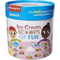 Mattel Games Ice Cream Scoops of Fun Kids Fisher-Price Board Game with Cards, Cups & Ice Cream Scooper Spinner, Gift for Pre-School Kids Ages 3 Years & Older