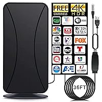 TV Antenna - 2024 Amplified HD Digital Indoor TV Antenna Booster 580+ Miles Range - Digital HDTV Antenna for Smart TV Free Local Channels 4K HD 1080P All TV's VHF UHF - 36ft Coax Cable/AC Adapter
