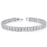 PEORA 16.75 Carats Tennis Bracelet for Women in 925 Sterling Silver, Princess Cut F-G/VVS, 7.75 inches