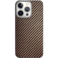 CaseCase for iPhone 13 Pro Max/13 Pro/13/13 Mini, Real Aramid Fiber Shockproof Protective Cover, Heavy Duty, Carbon Fiber Look Super Slim Case (Color : Brown, Size : 13 Pro Max 6.7