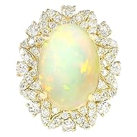 7.68 Carat Natural Multicolor Opal and Diamond (F-G Color, VS1-VS2 Clarity) 14K Yellow Gold Luxury Cocktail Ring for Women Exclusively Handcrafted in USA