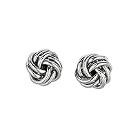Silver with Rhodium Finish 9.0mm Shiny Love Knot Earring