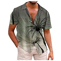 Men's Hawaiian Floral Shirts Cotton Linen Button Down Tropical Holiday Beach Shirts Men's Fashion 2024