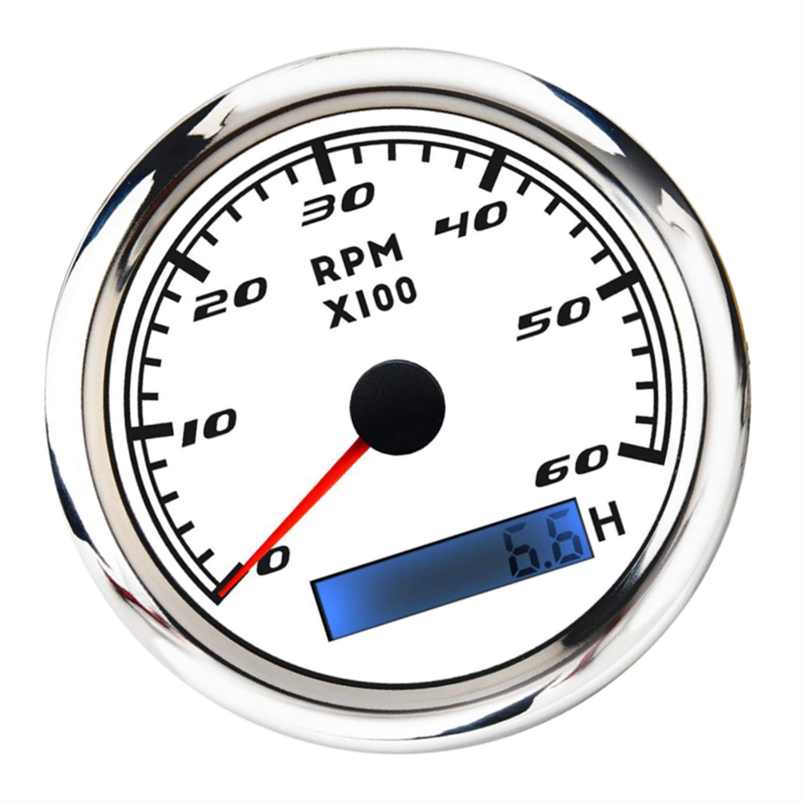 85MM Boat Tachometer Gauge 6000RPM Tacho Meter Waterproof for Marine Car with LCD Hourmeter Red Backlight for Outboard Diesel Engine Boat Car Truck...