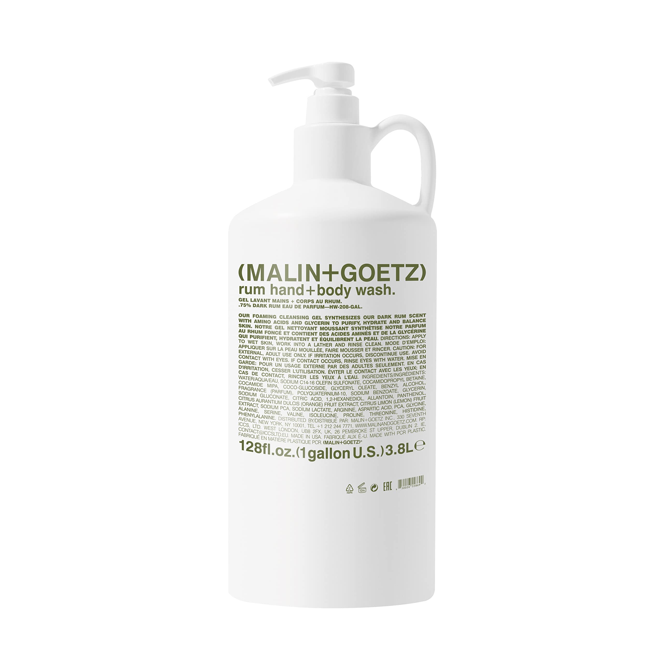 Malin + Goetz Rum Hand + Body Wash, soothing hydrating body soap for men and women, prevents dry skin, no stripping or irritation. Natural ingredients, cruelty-free, vegan