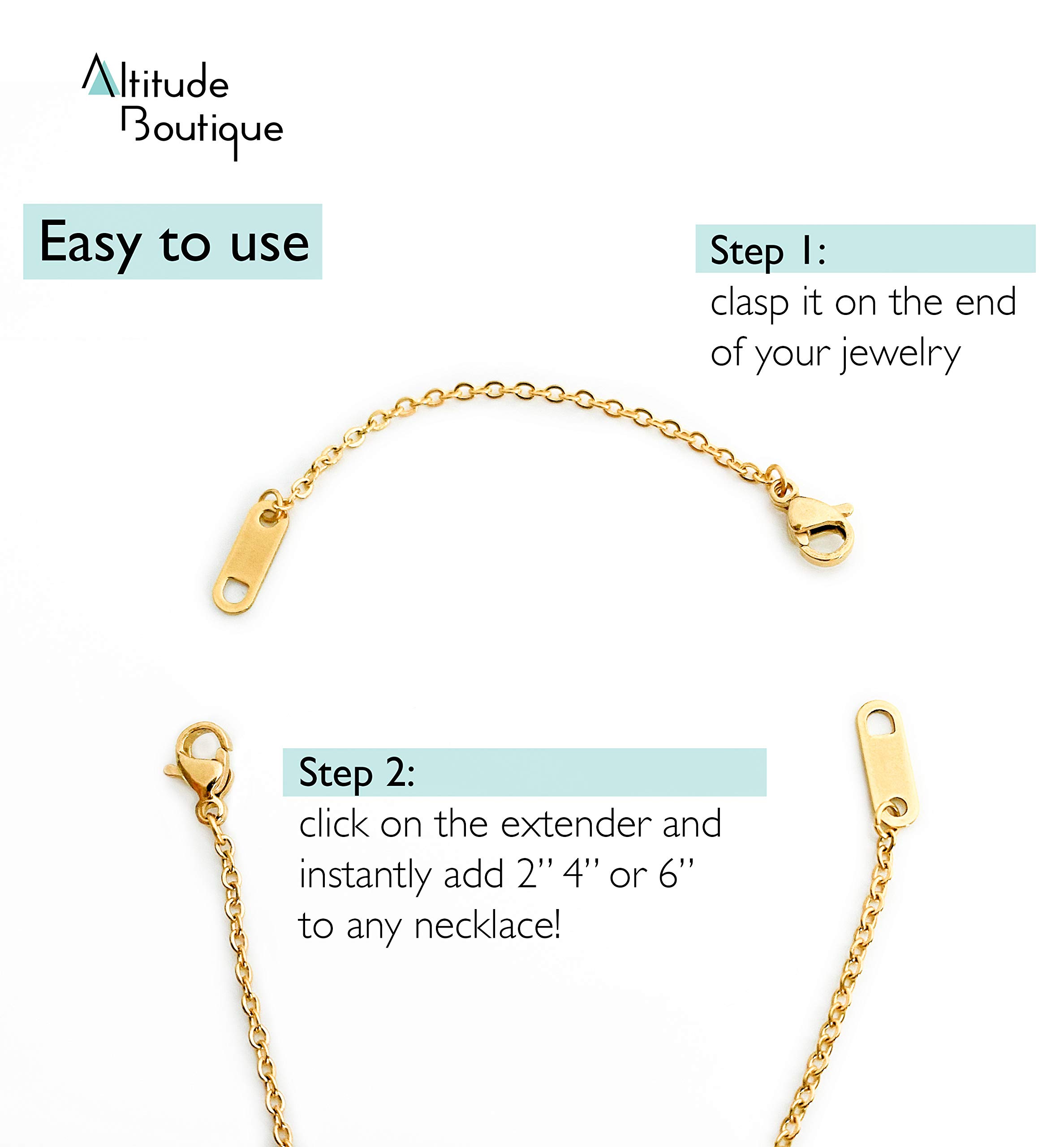 Altitude Boutique 18k Gold Plated Necklace Extenders Delicate Necklace Extender Chain Set for Women 3 Piece Set, Extensions 2