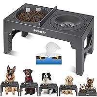 Elevated Dog Bowls, 5 Height Adjustable Raised Bowl with Anti Spill Non-Skid No Shaking Water Bowl and Slow Feeder Dog Bowls Stand for Small Medium Large Dogs