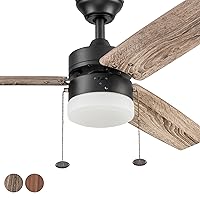 Prominence Home Reston, 48 Inch Modern Farmhouse LED Ceiling Fan with Light, Pull Chain, Dual Mounting Options, Dual Finish Blades, Reversible Motor - 51588-01 (Bronze)