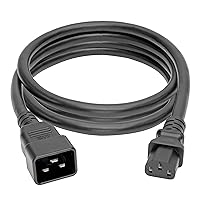 Tripp Lite Heavy Duty Power Cable, C20 to C13 Extension Cord, 14 AWG, 15A 100-250V Computer Cable, 7ft, Black (P032-007)